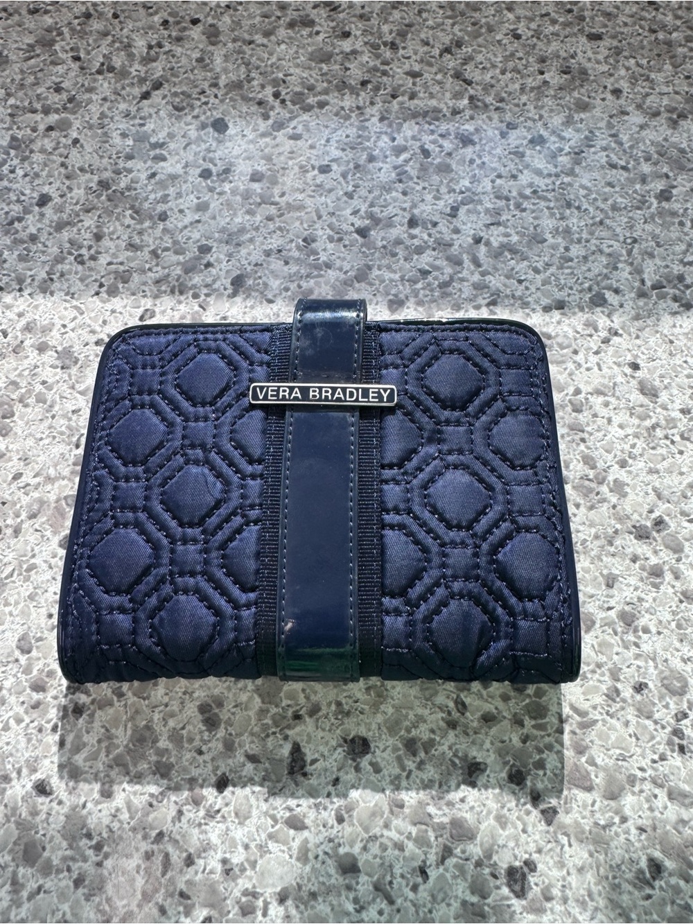 VERA BRADLEY Classic Navy Blue Quilted Cotton Wallet - Picture 1 of 5